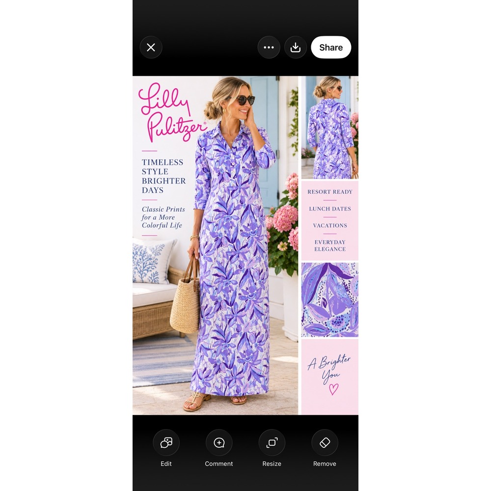 Lilly Pulitzer Berkley Maxi Dress Purple Floral Tropically L NWOT